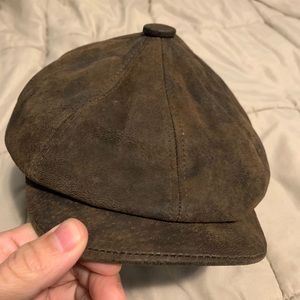 STETSON Men's Weathered Leather Newsboy Cap,Size L